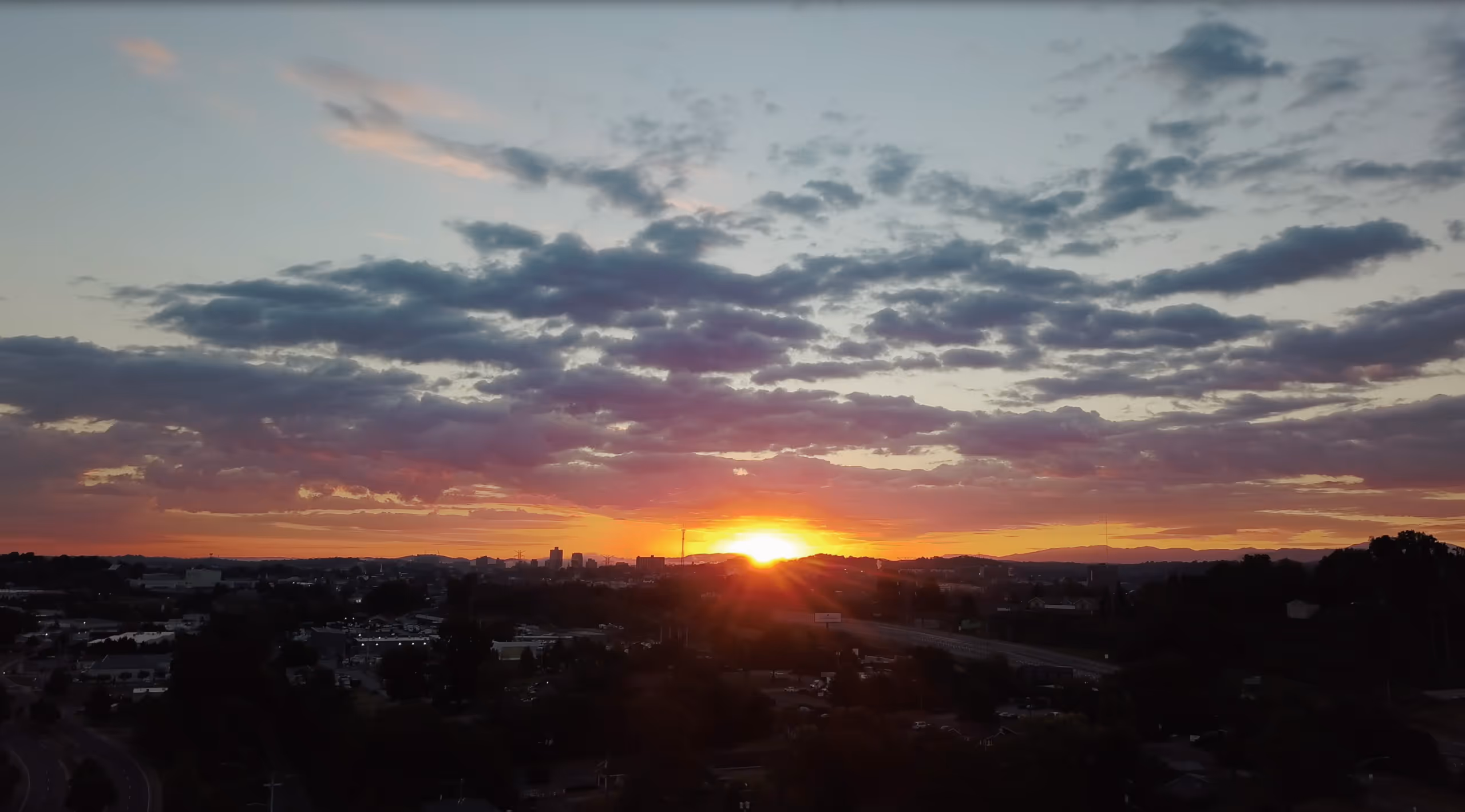 A beautiful sunset with a colorful sky