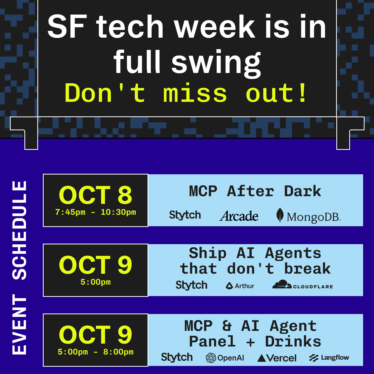 An example of a schedule from SF Tech Week.