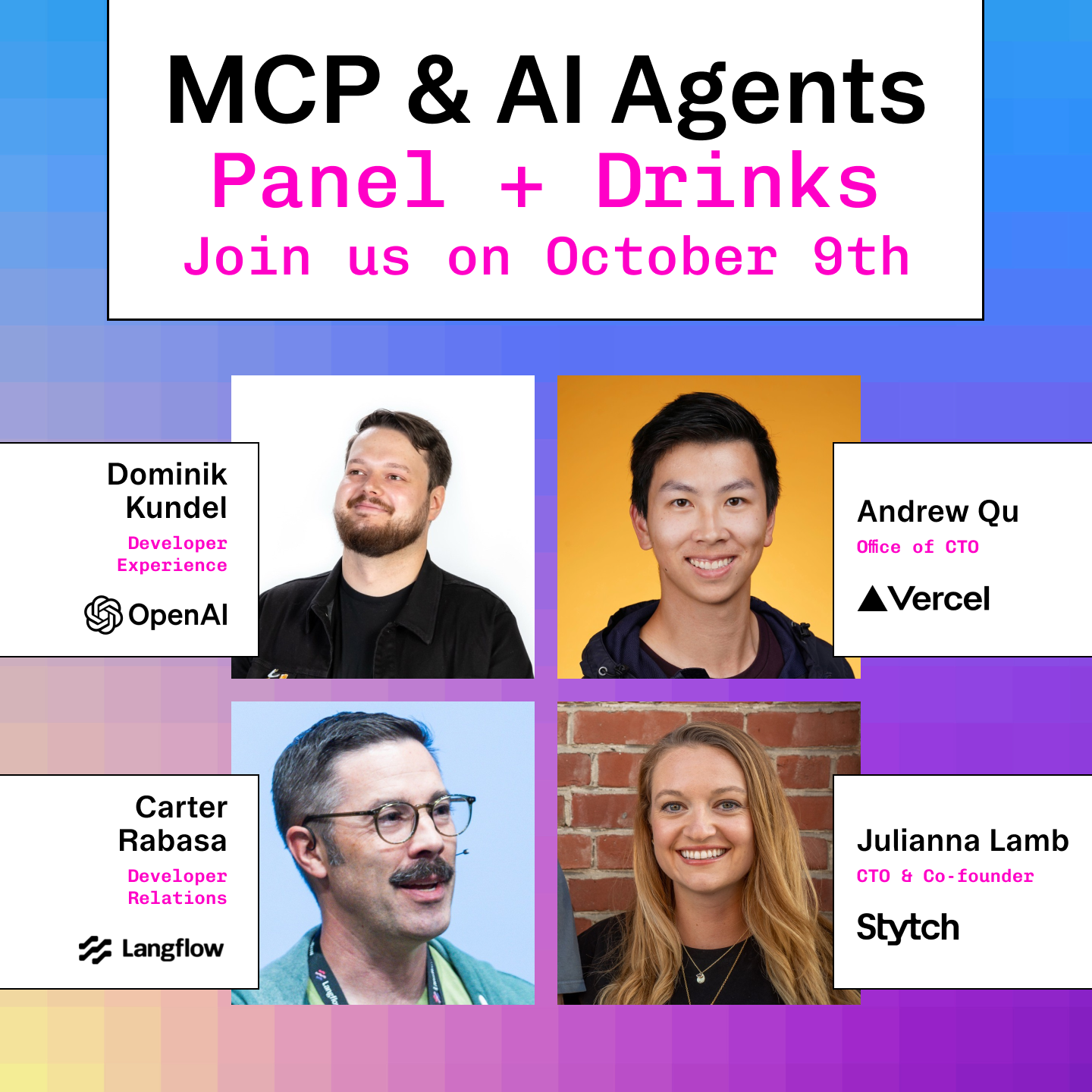 An ad example of a MCP and AI Agents Panel and Drinks.