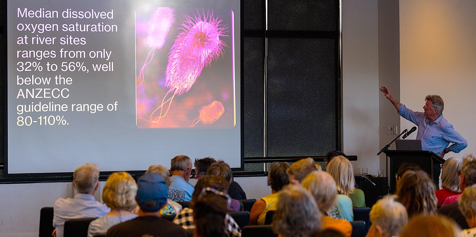 Brian Keogh presenting environmental water findings to a community forum in Sydney
