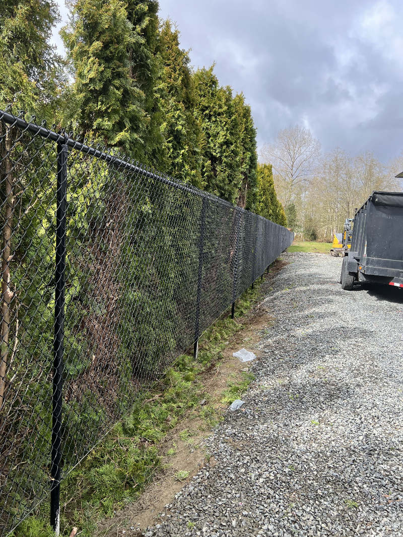 Black Chainlink Fence installation in Snohomish
