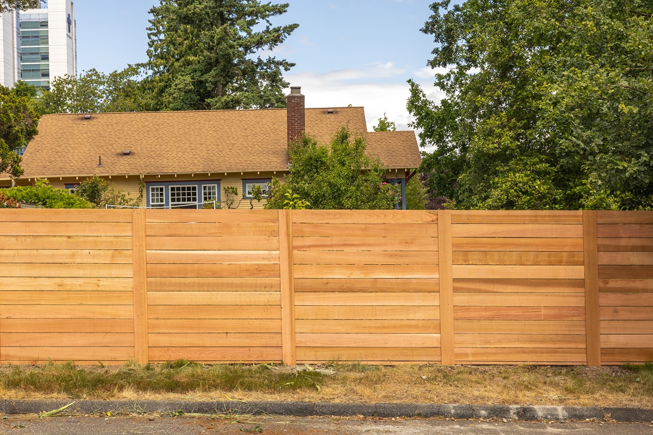 Horizontal Wood fence installations
