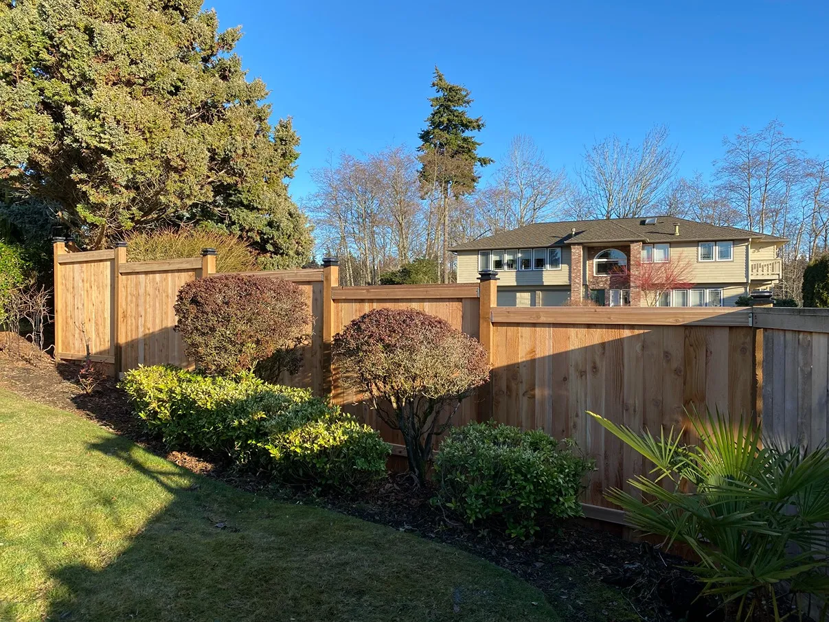 A cedar Lexington fence built on a sloped property in Seattle