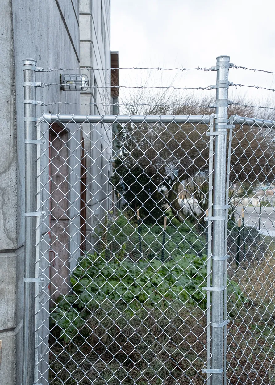 Secure chain link fence with properly anchored terminal posts and tight mesh along a Seattle property line