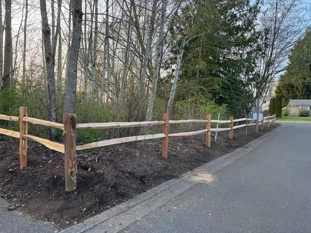 Rare Bears Fencing split rail fence project with natural timber construction completed at a local home