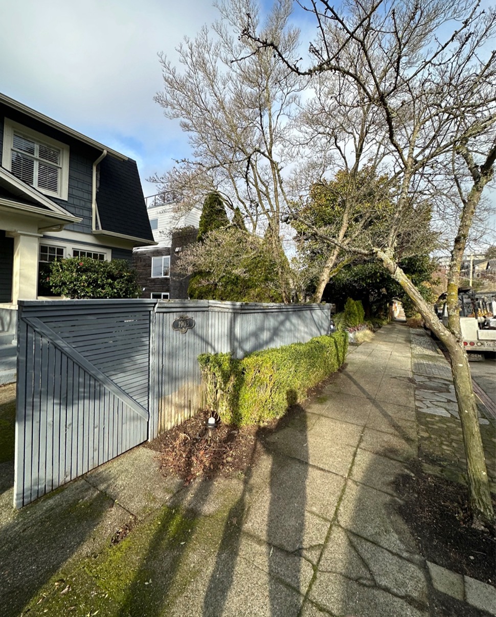 Before - Custom Horizontal Cedar Fence with Black Posts in Seattle