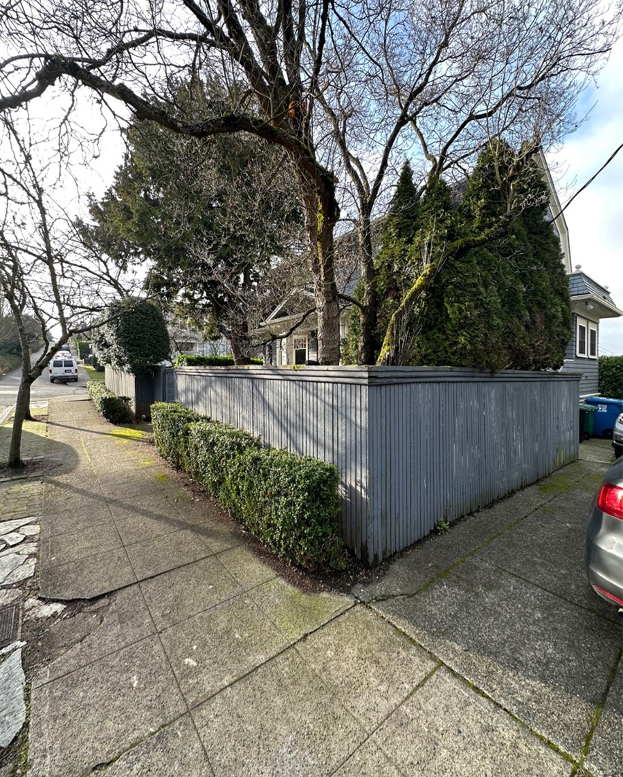 Before - Custom Horizontal Cedar Fence with Black Posts in Seattle