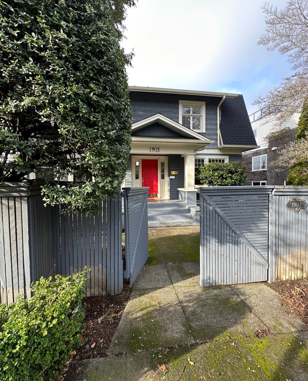 Before - Custom Horizontal Cedar Fence with Black Posts in Seattle