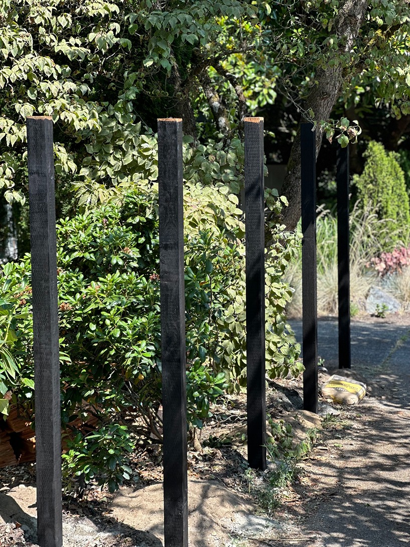 In Process - Custom Horizontal Cedar Fence with Black Posts in Seattle 
