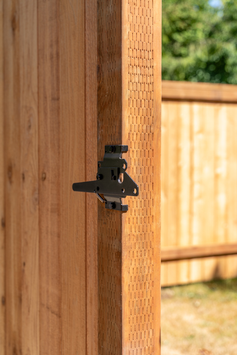 Grade 1 cedar boards and 1x4 trim on full panel privacy fence in Shoreline
