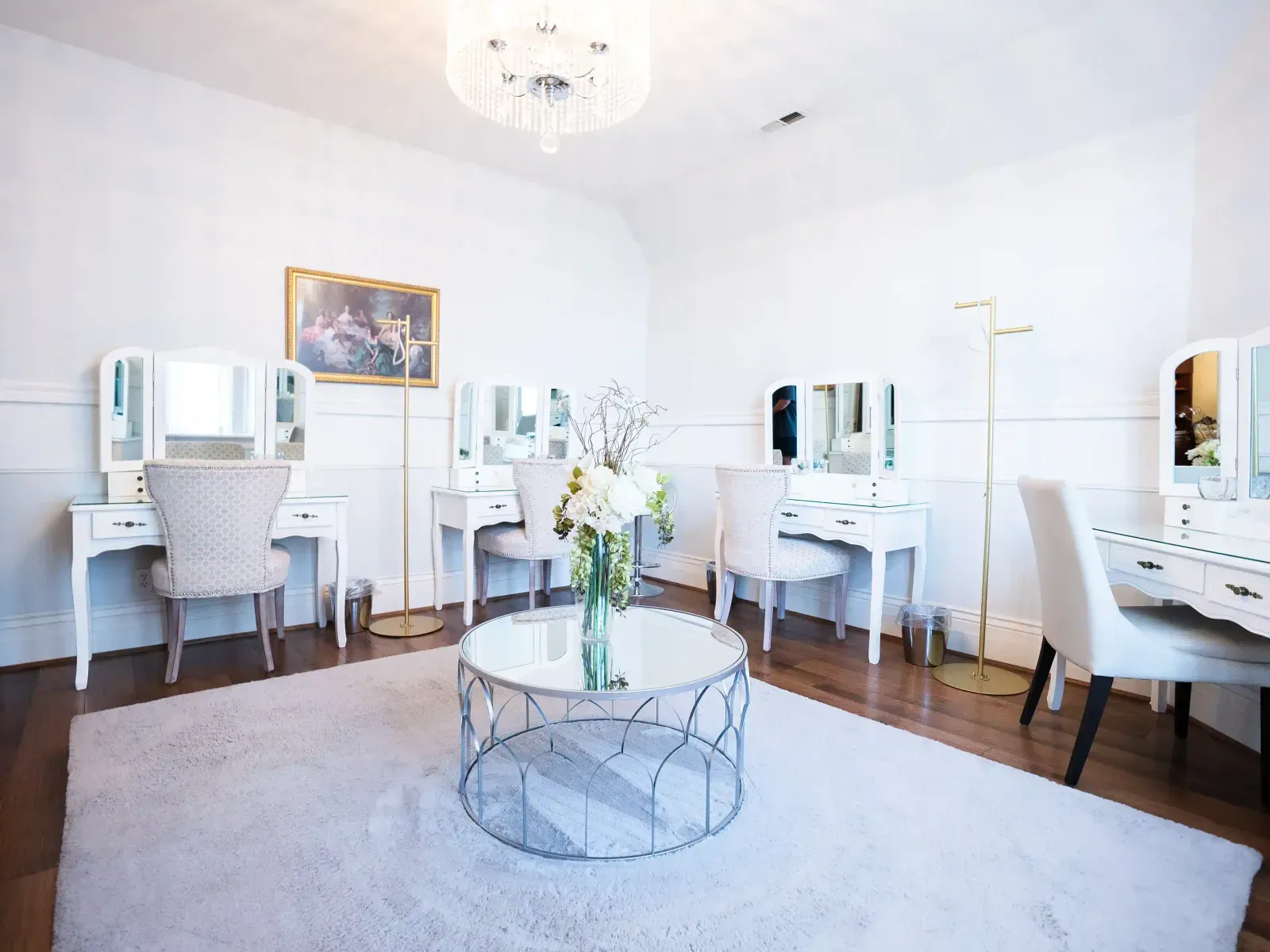 Getting-ready room with vanity mirrors