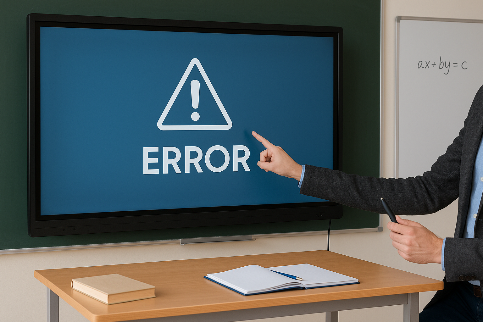 Interactive flat panel display troubleshooting in classroom