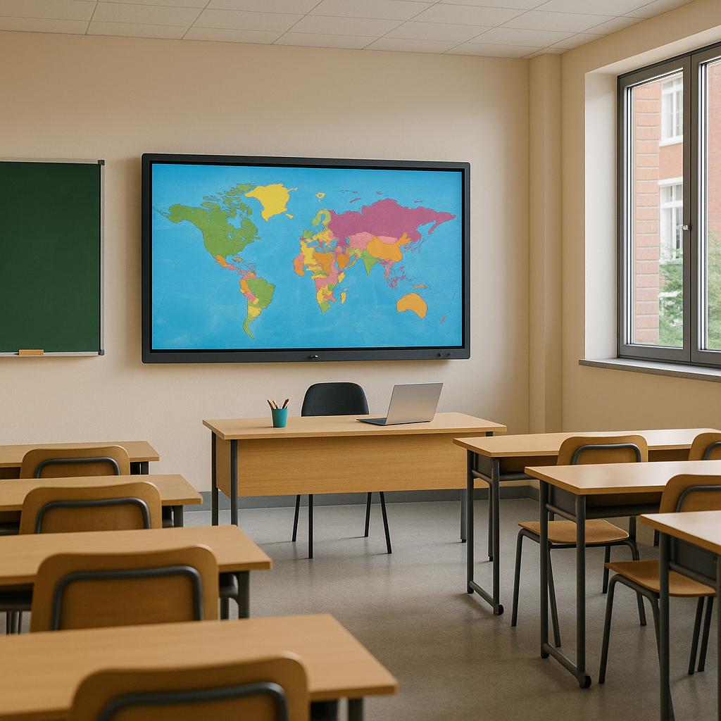 interactive flat panel display in a digital classroom