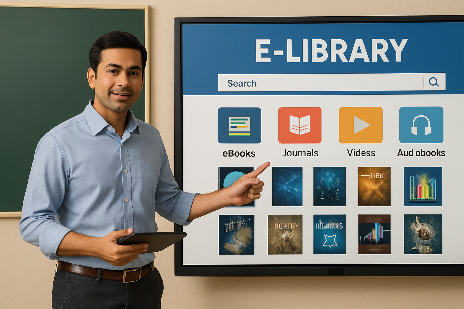 e-library in a digital classroom setup