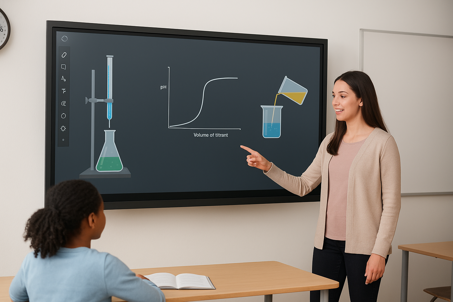 chemistry experiment explained live on interactive whiteboard