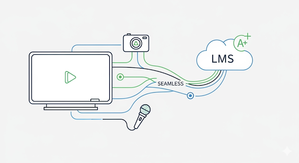 diagram showing the connection between LMS and digital classroom hardware