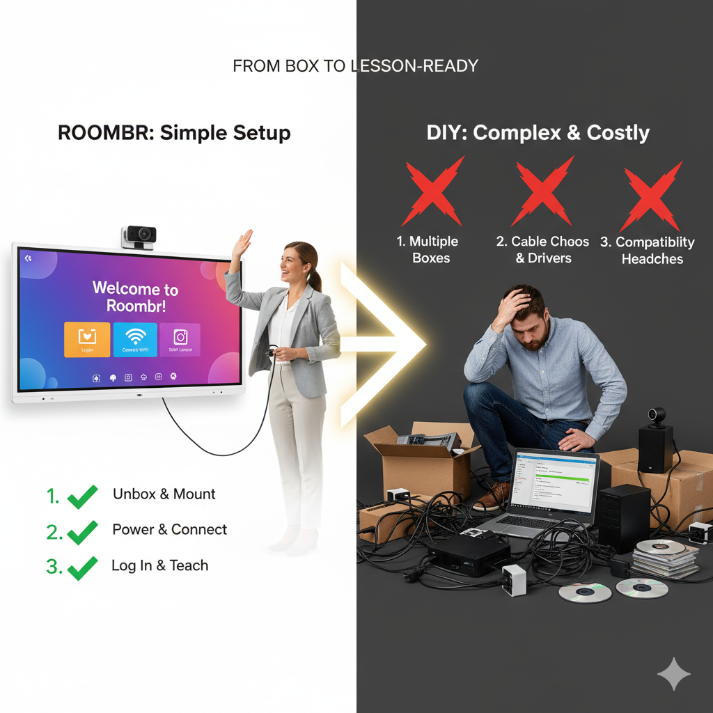 smart classroom setup comparison: Roombr vs. DIY