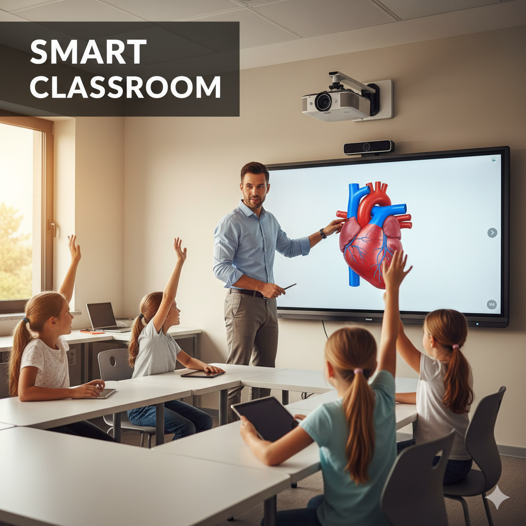 teaching inside a smart classroom setup