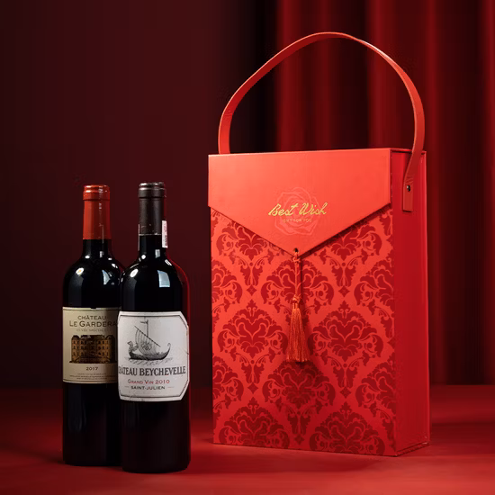 Grey-Board-Paper-with-PU-Leather-Handle-Wine-Box-for-Double-Wine-Bottle