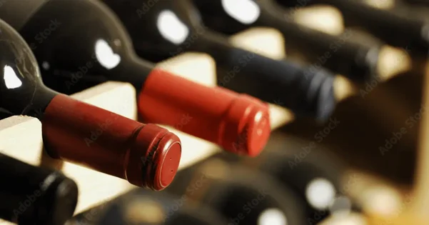 wines on the rack leaning