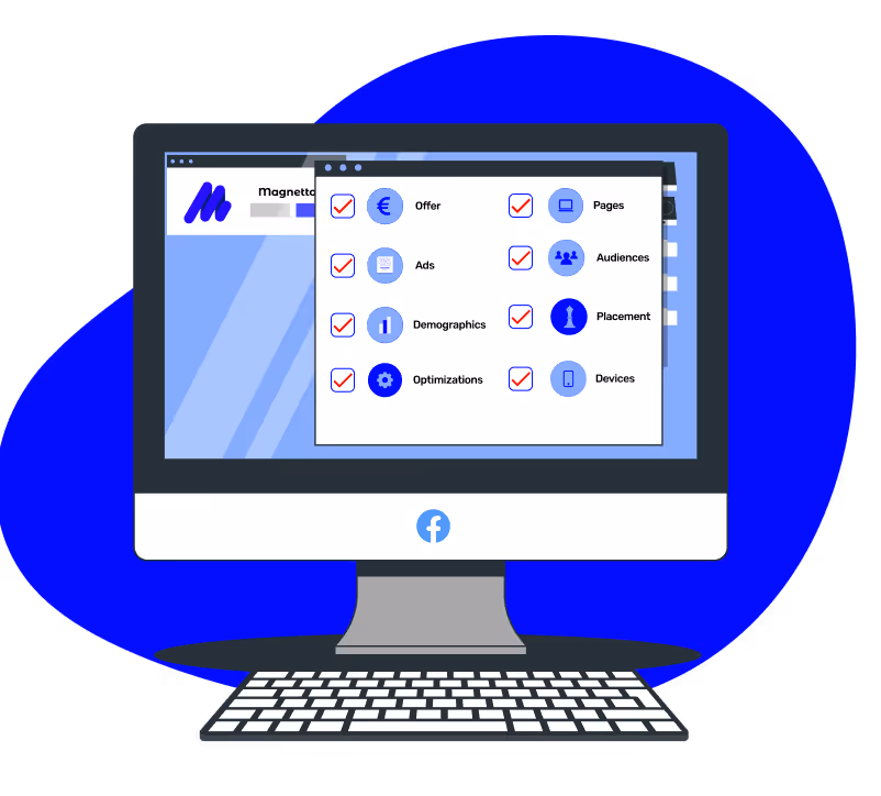 Illustration of a computer monitor with interface elements on the screen.