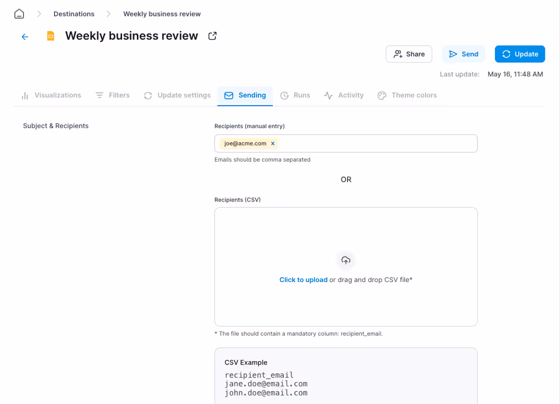 Sending documents from Rollstack