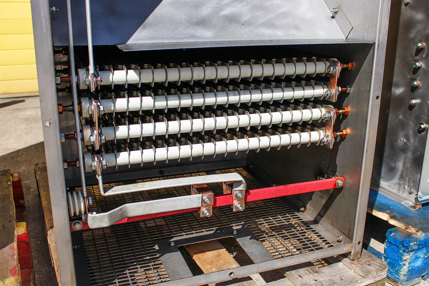 Resistor element banks refitted inside the stainless enclosure
