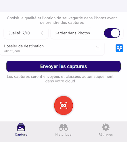 Capture et envoi instantané de documents dans le bon dossier cloud via une app mobile professionnelle optimisée pour Dropbox et autres drives.