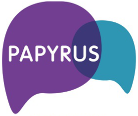 Papyrus logo featuring two overlapping speech bubbles, one purple with the word PAPYRUS and one blue.