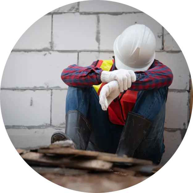 Upset construction worker