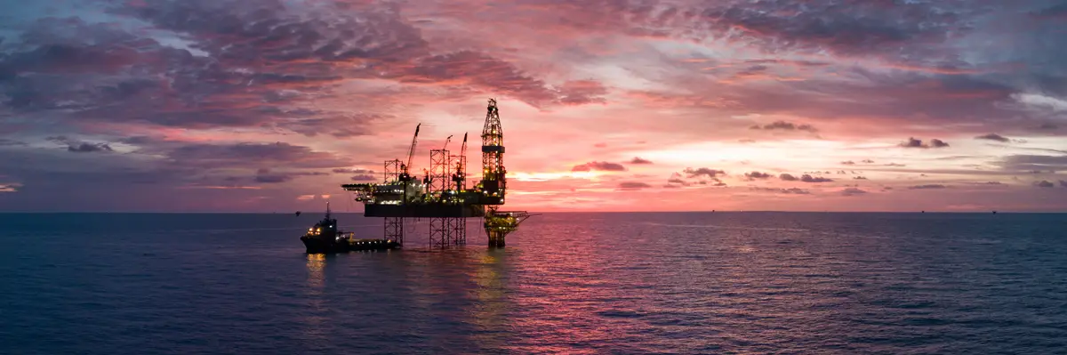 Oilrig at sunset