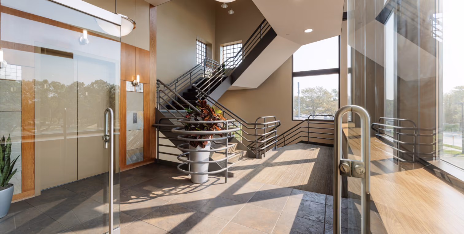 A photograph of the entry lobby of LDM's Omaha office.