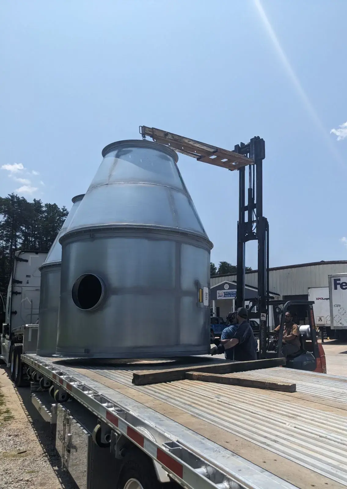 GIgantic spark trap loaded on a trailer.