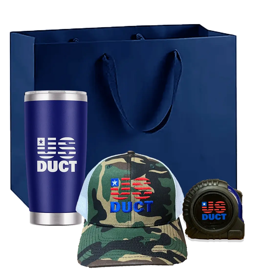 The image features a cobalt blue bag, accompanied by a hat and a cup. The bag is likely designed for carrying items, while the hat and cup add personal flair or functionality. The color scheme includes shades of electric blue, contributing to its vibrant appearance.