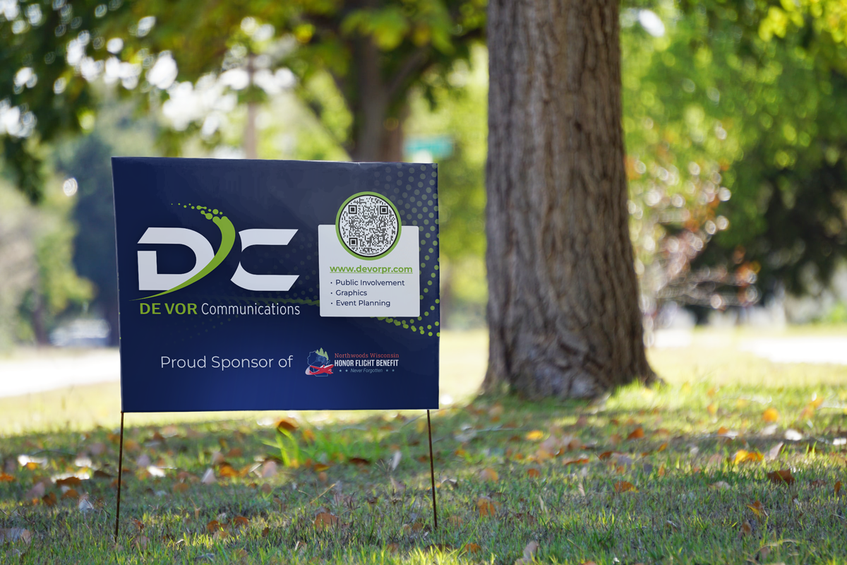 Example of a golf outing sponsor yard sign.