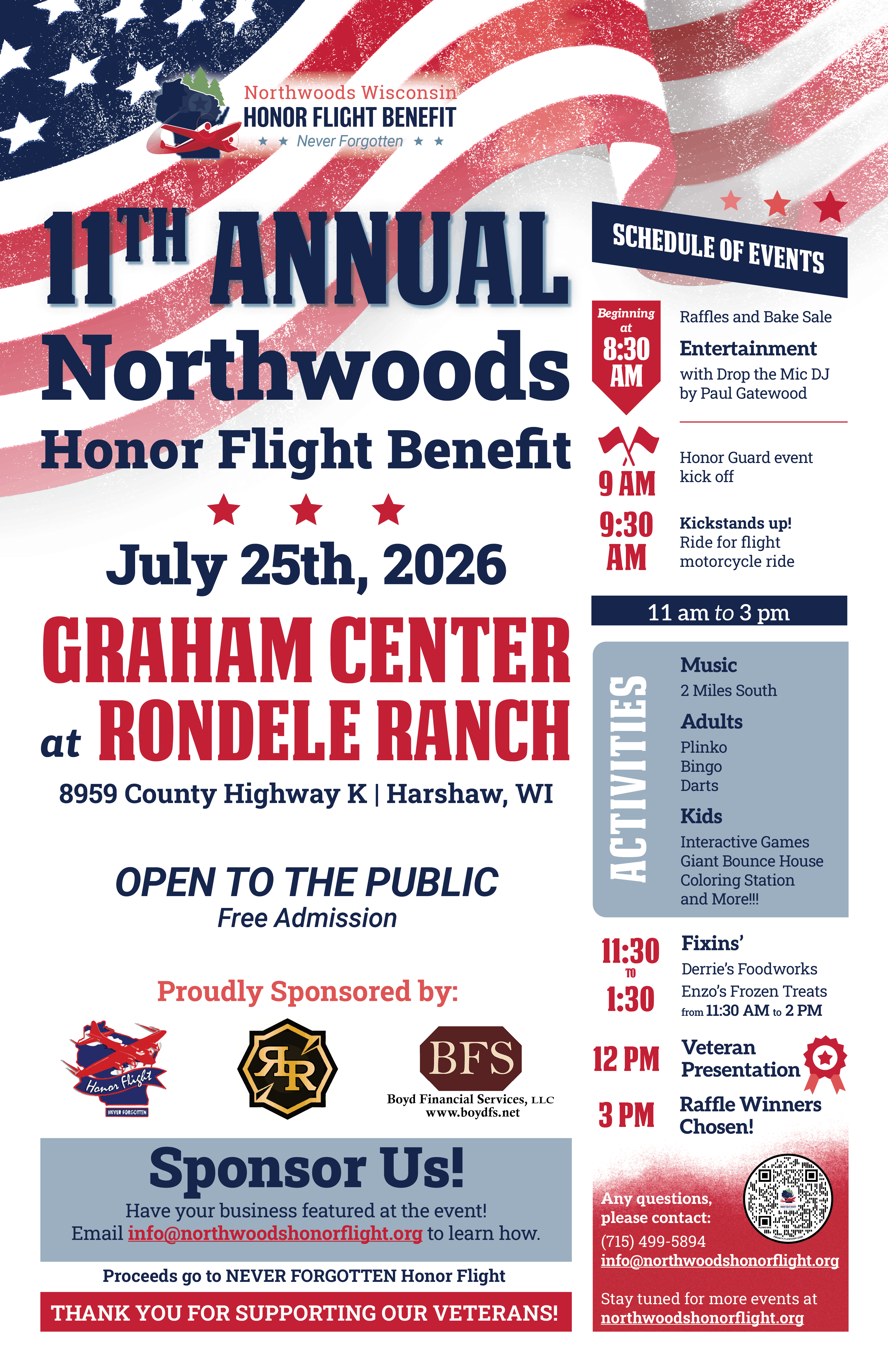 10th Annual Northwoods Honor Flight Benefit  Flyer with SChedule of Events - Click to open PDF in a new tab.