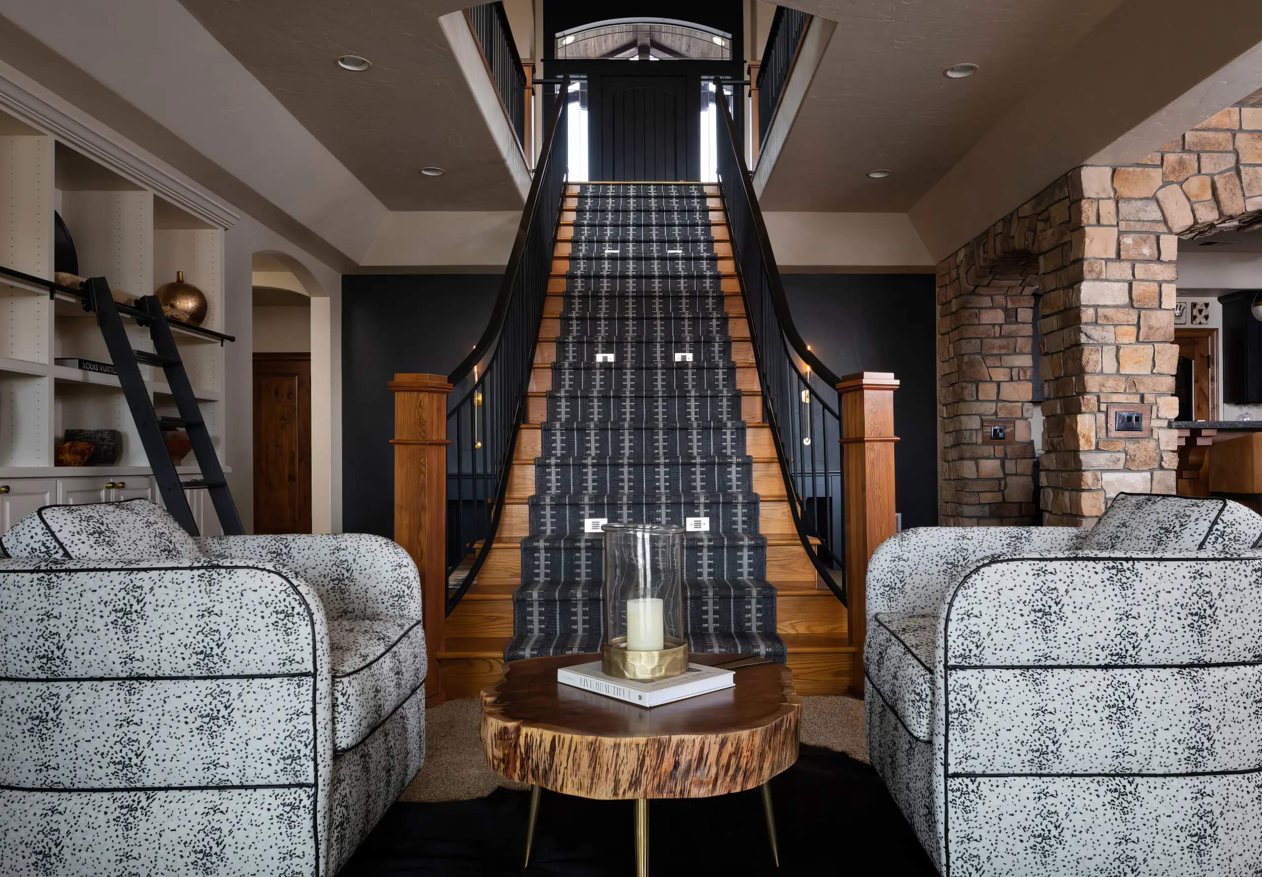 An elegant staircase from an architectural remodel with Truss Interiors