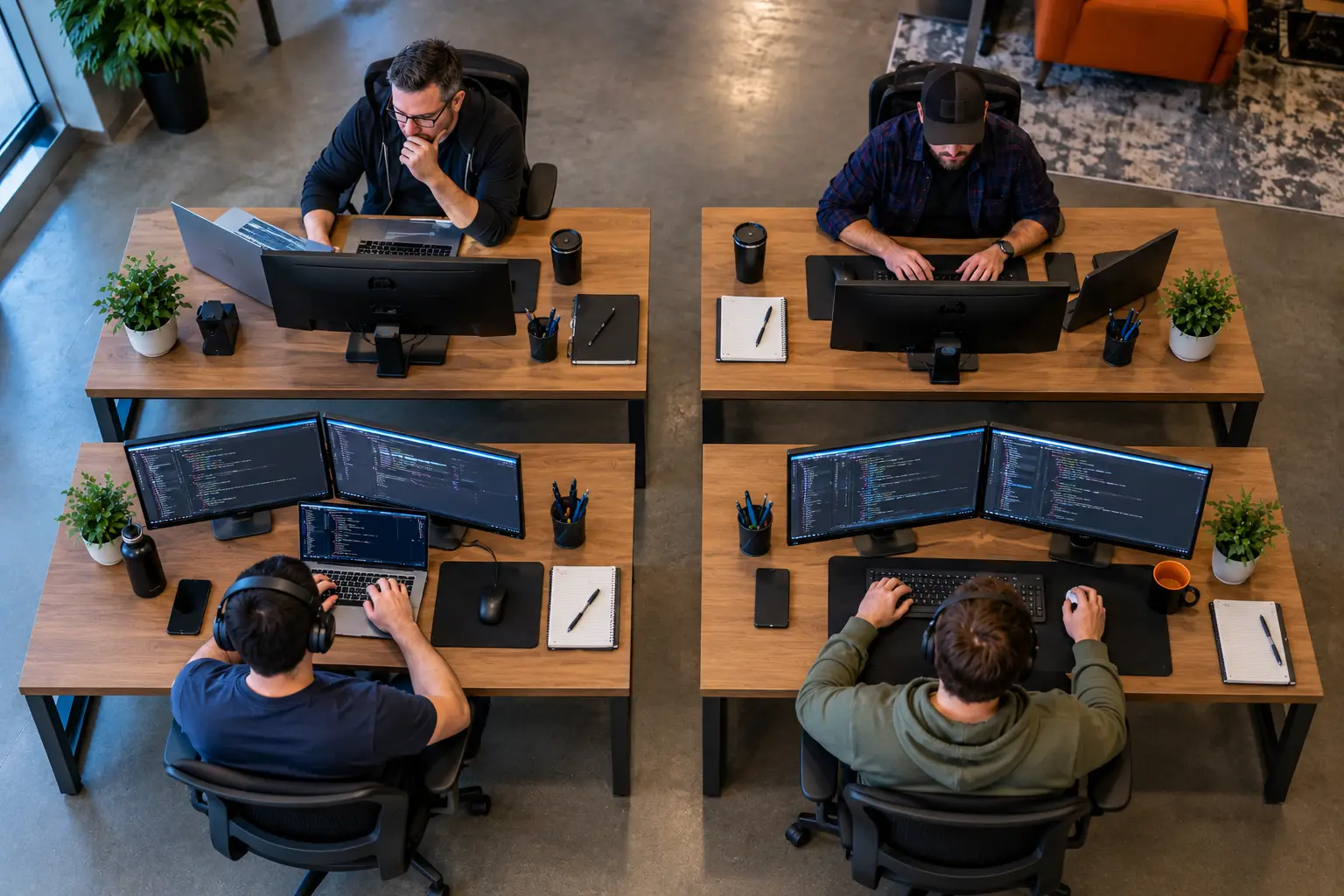 Smart Service software developers at their desks