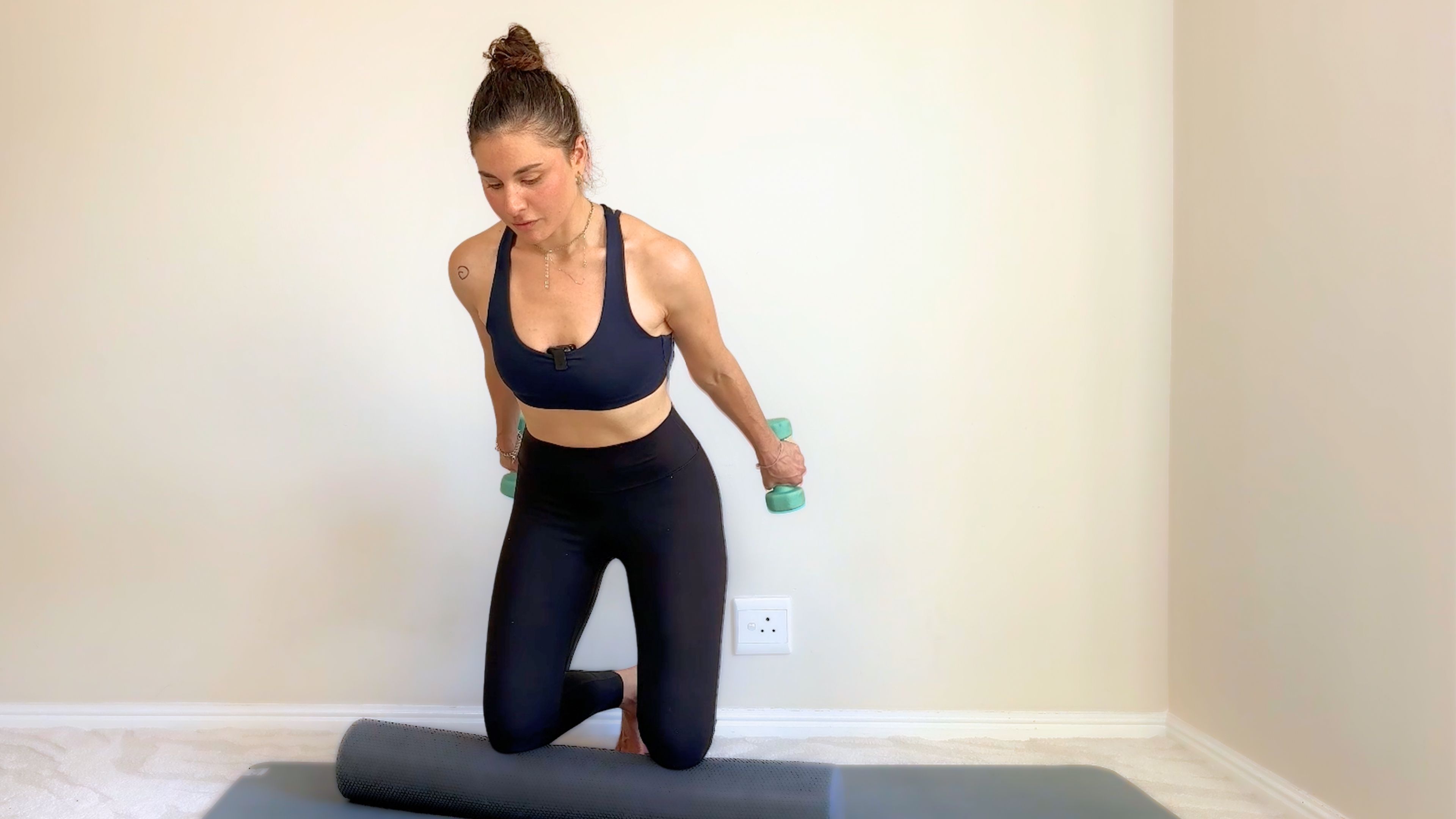 Upper Body Intermediate Reformer on Mat with Foam Roller and Weights