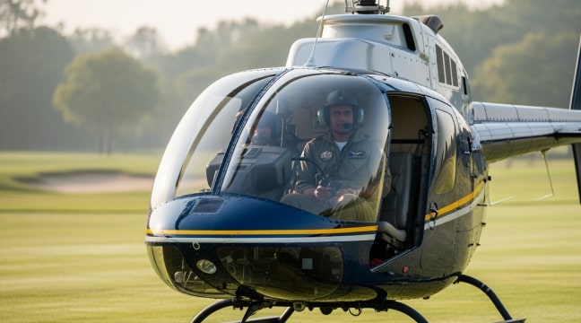 Black Helicopter stationed on a ground