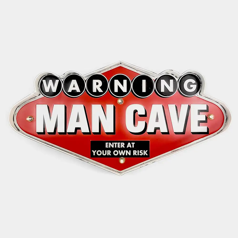 Man Cave Leuchtschild aus Metall im Vintage-Stil der 50er Jahre mit LED-Beleuchtung