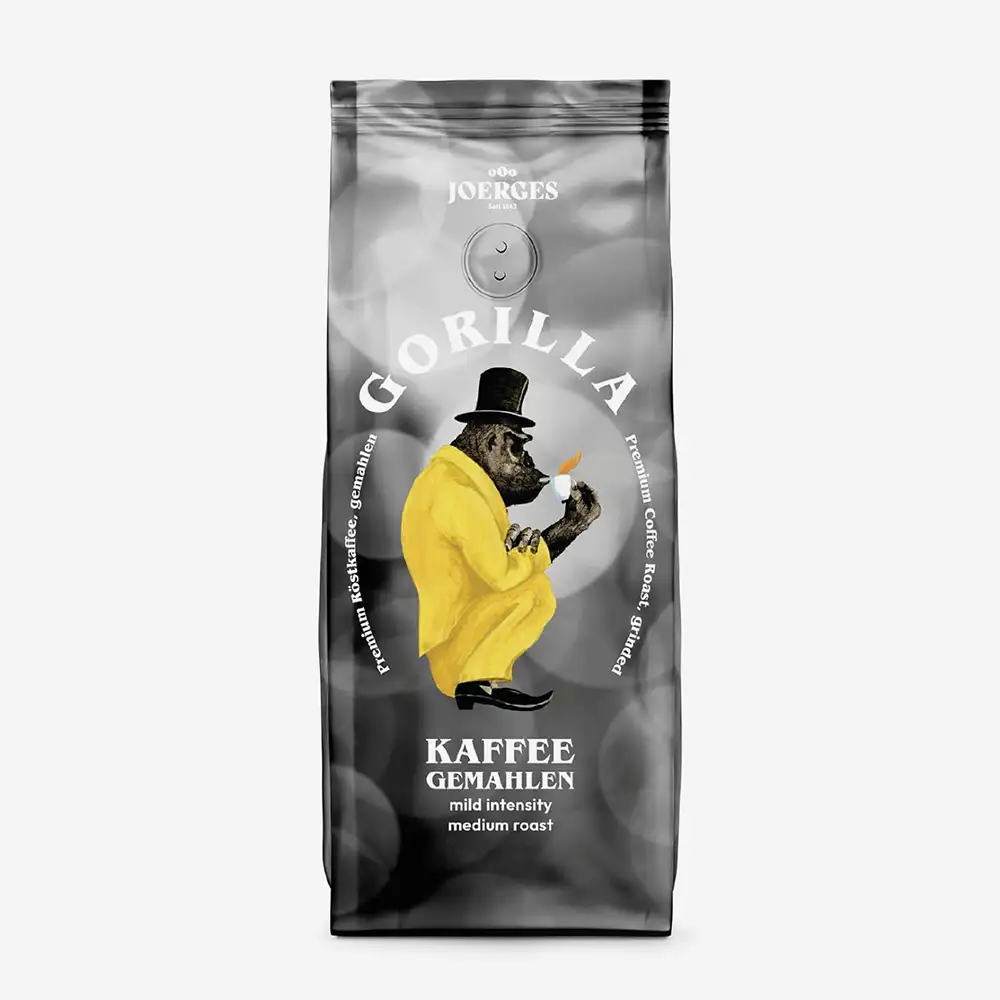 Gorilla Kaffee Santos Mischung 500g Packung mit gemahlenem Filterkaffee