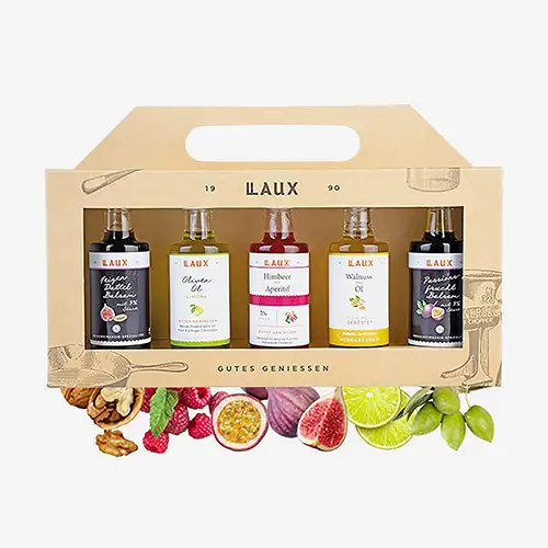 Laux Essig & Öl Geschenkset No. 1 mit fünf 40-ml-Fläschchen in hochwertiger Geschenkbox