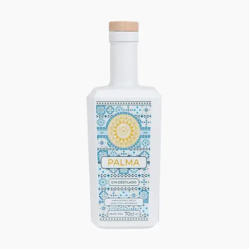 Palma Gin Flasche mit kunstvollem Fliesenmuster nach mallorquinischem Vorbild, 0,7 Liter, 46,6 % Vol.