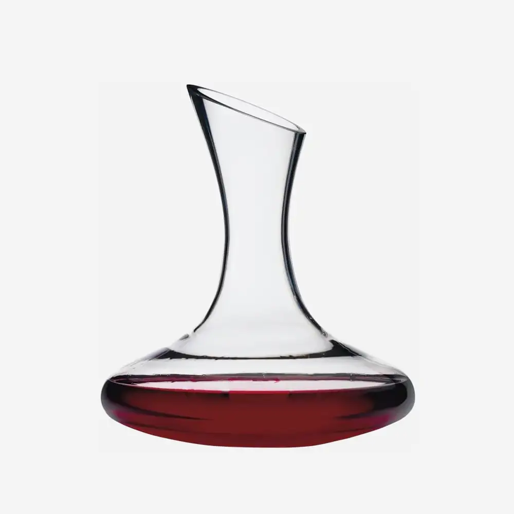 Handgefertigter Wein-Dekanter aus klarem Glas mit breitem Boden und schlankem Hals