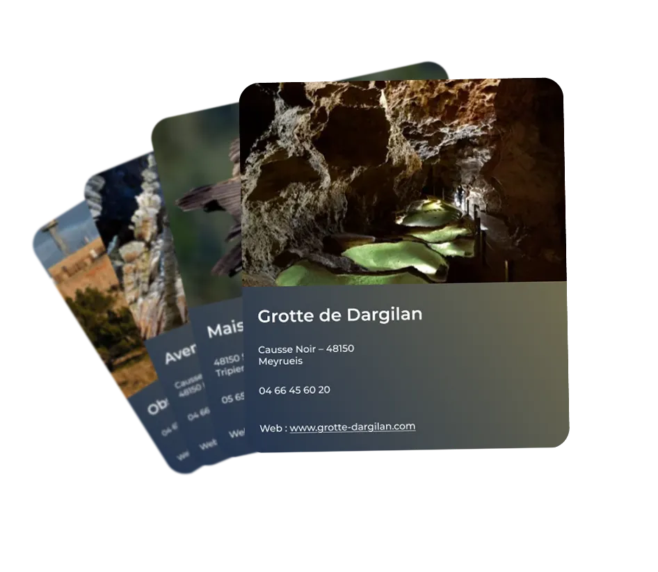cartes représentant chaque site incontournable
