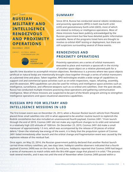 Secure World Foundation: Russian Military and Intelligence Rendezvous ...