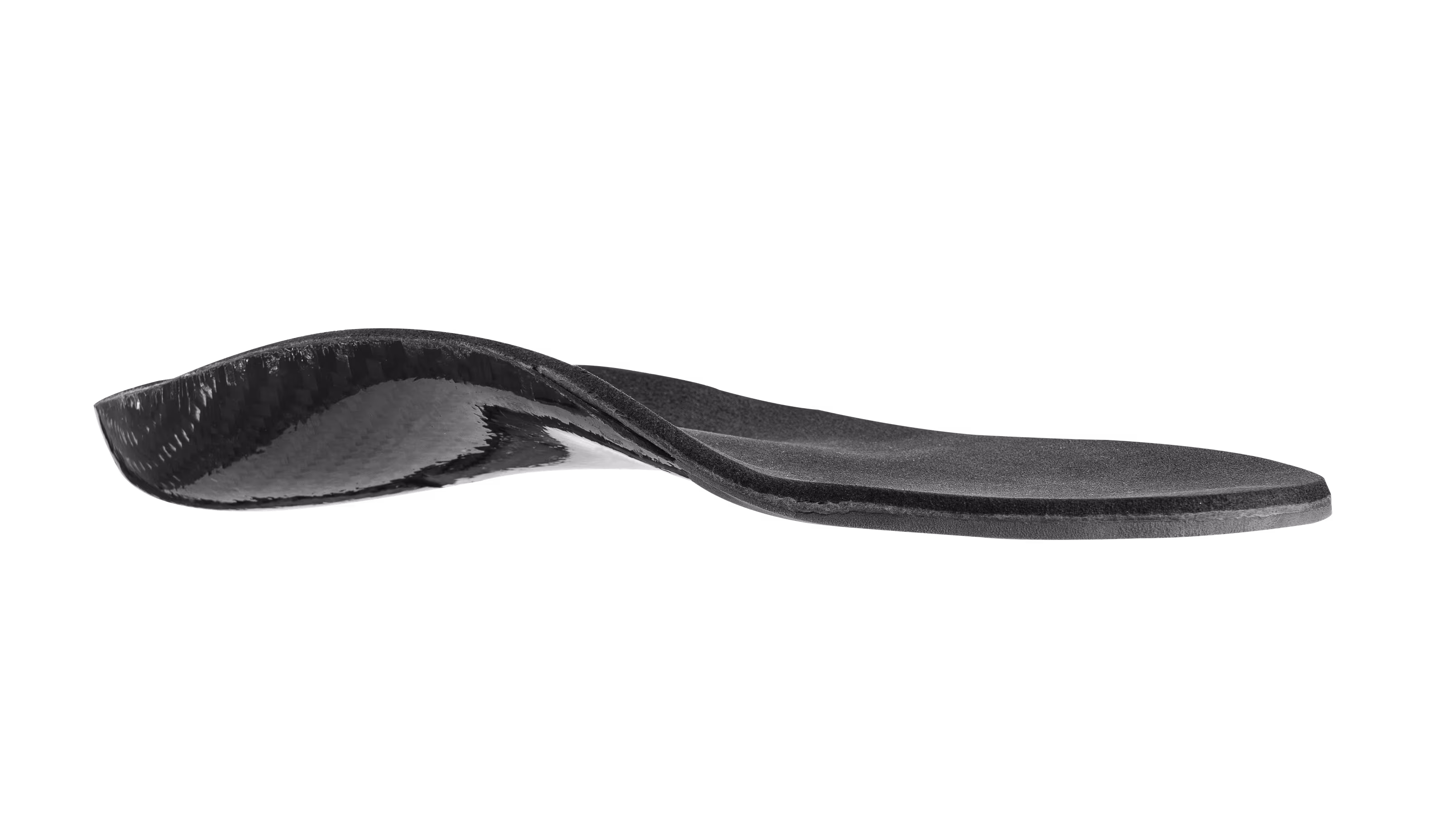 A custom-made carbon fibre insole for a patient of Rise Bionics