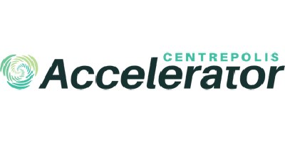 Centrepolis Accelerator logo with a green and blue circular swirl symbol to the left of the text.