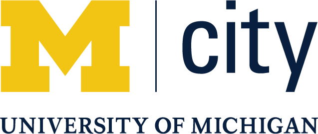 University of Michigan block M logo with the word 'city' next to it.